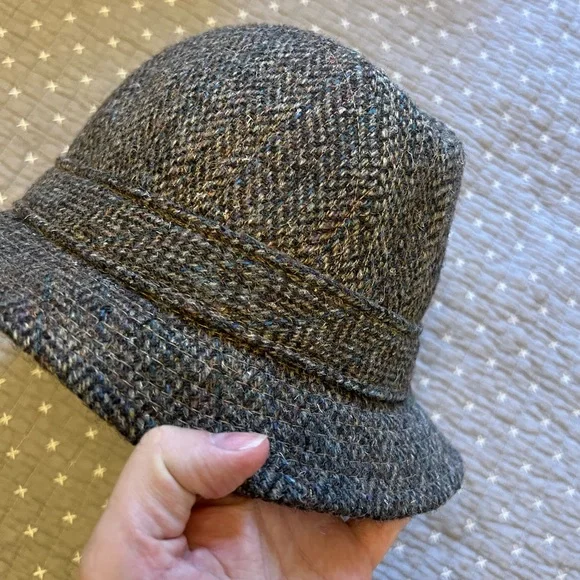 Pendleton Gray Tweed Hat wool vintage fedora bucket hat size medium - Picture 6 of 16